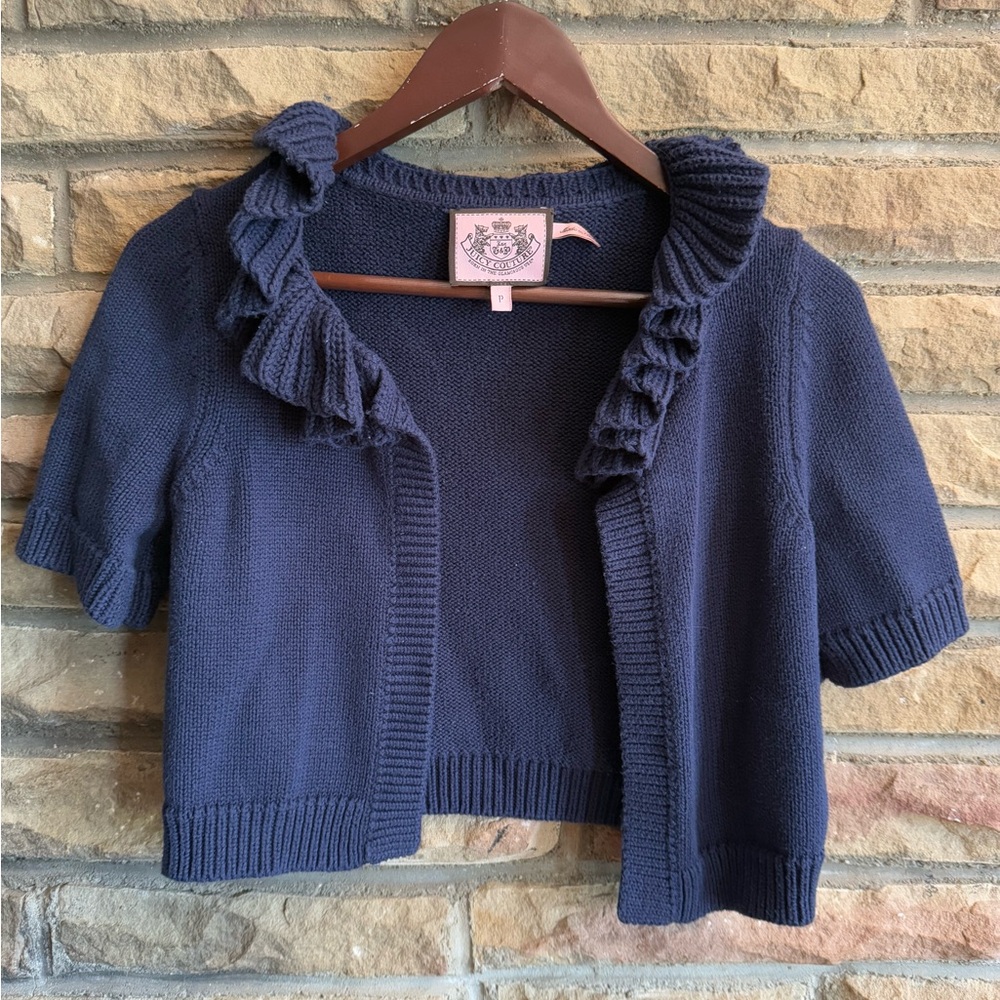 Juicy Couture Navy Ruffle Cardigan